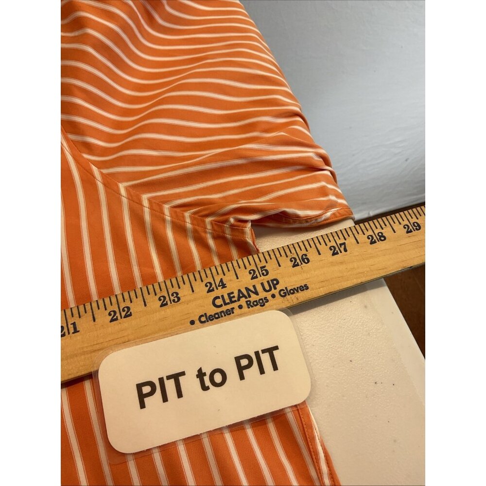 Lacoste Shirt Mens 45 Extra Large Striped Orange Button Down Preppy Golf - Picture 9 of 11